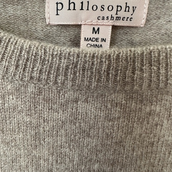 Philosophy 100% Cashmere Dog Sweater Tan Beige Dachshund Intarsia Crewneck Med - Picture 2 of 3